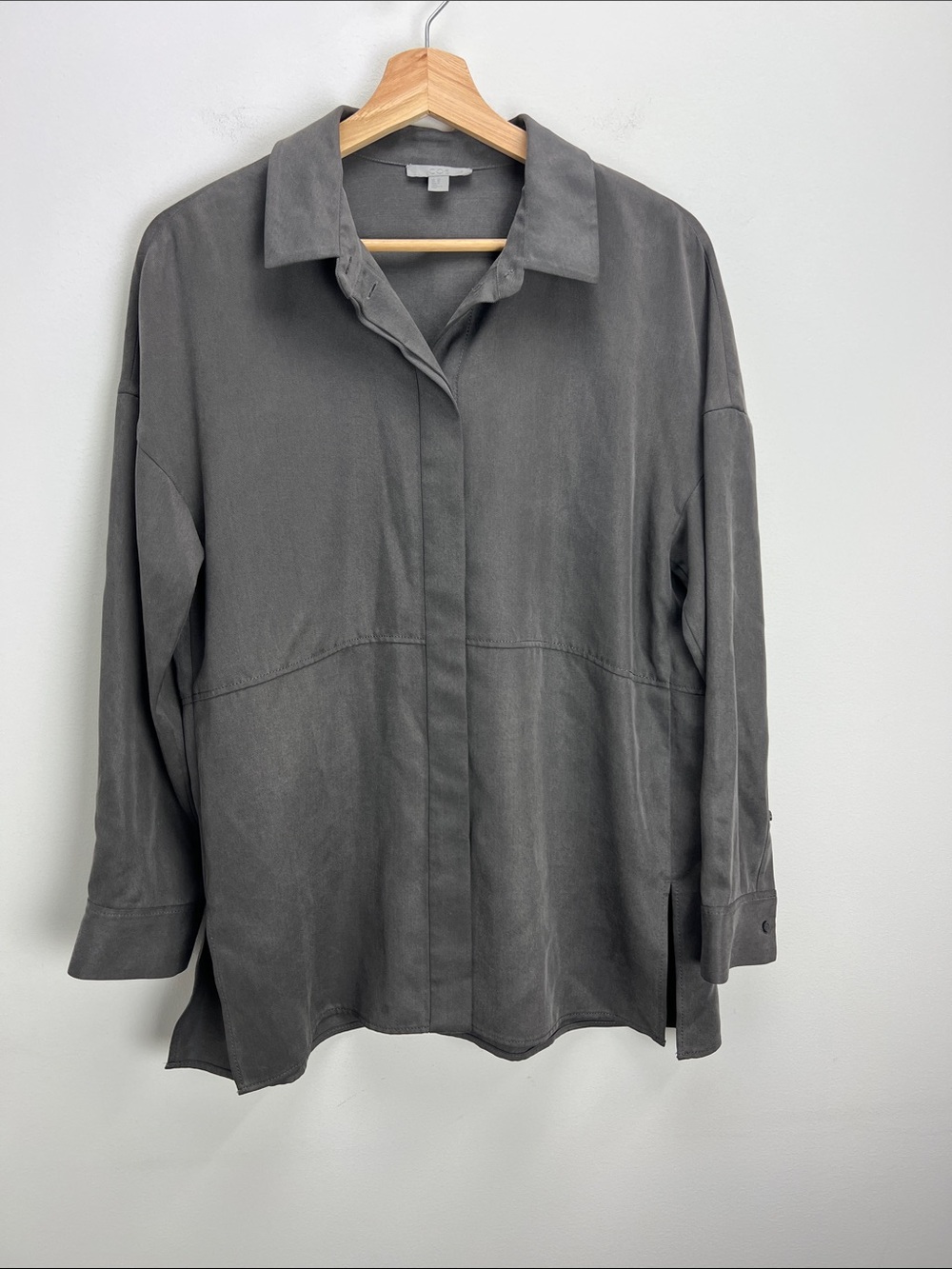 COS Lyocell Tunic Top Gray Longline Womens Oversized XS Minimalist Sustainable